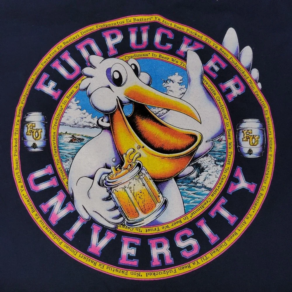Vintage‎ Fudpucker University Short Sleeve T-Shirt Men's Size XL Blue